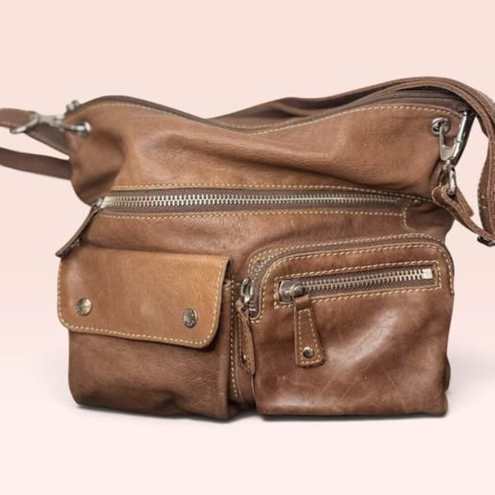 Fossil Sutter Vintage Brown Pebbled Leather Crossbody Bag